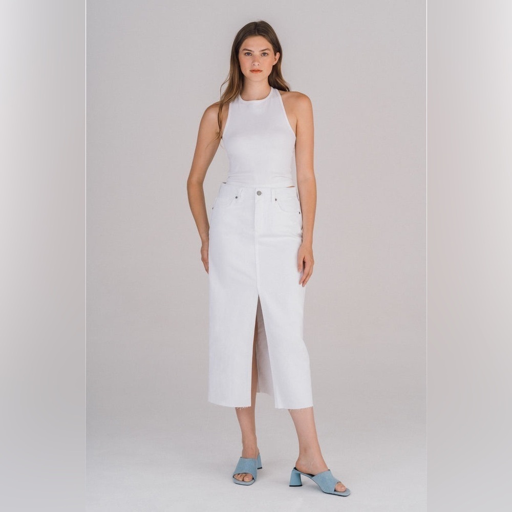 HIDDEN Peyton WHITE FRONT SLIT MIDI SKIRT - Women’s Large - Picture 2 of 14